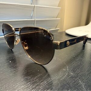 Coach Gold and Black Aviator Sunglasses